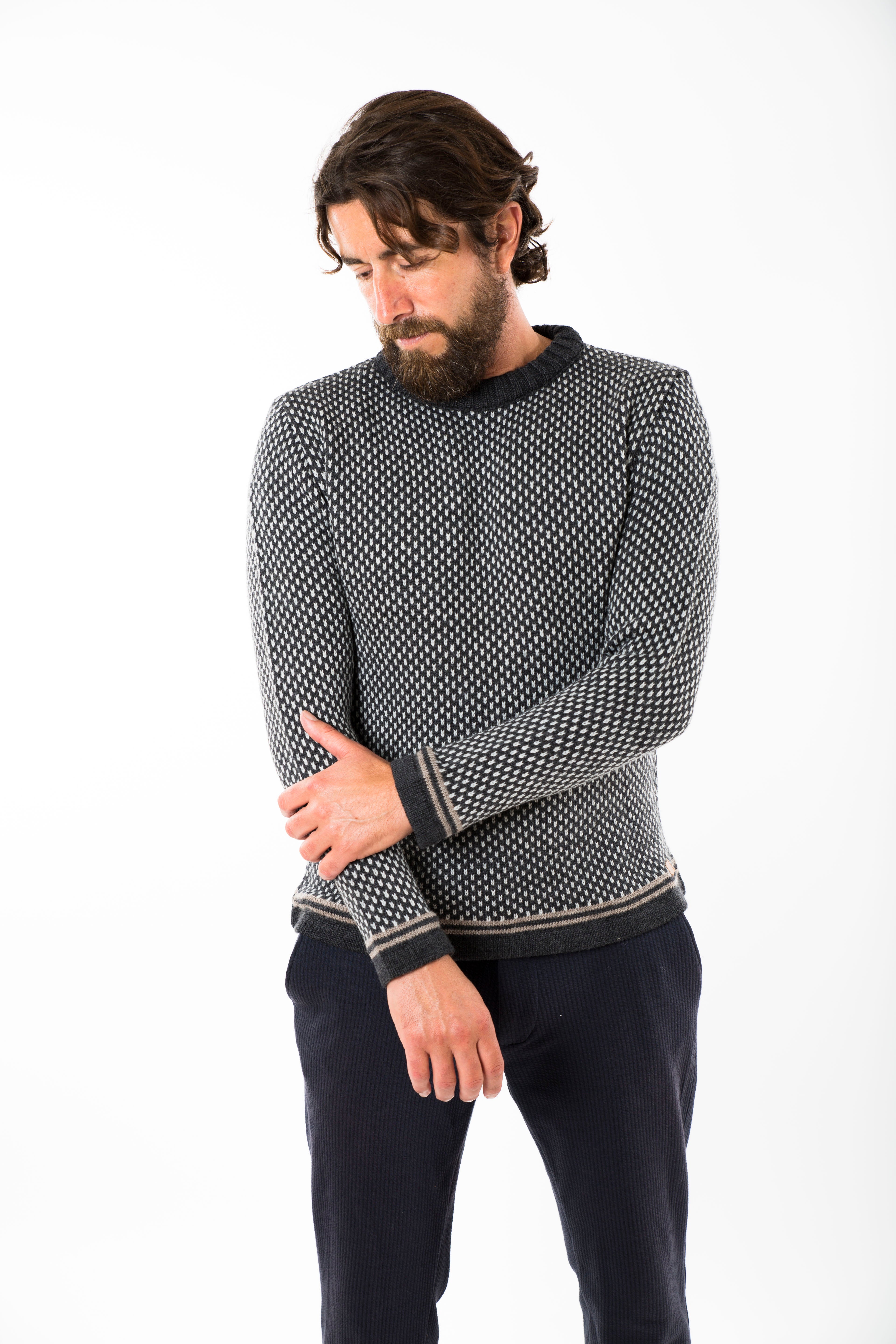 NORDIC STRIPE SWEATER - Fuza Wool
