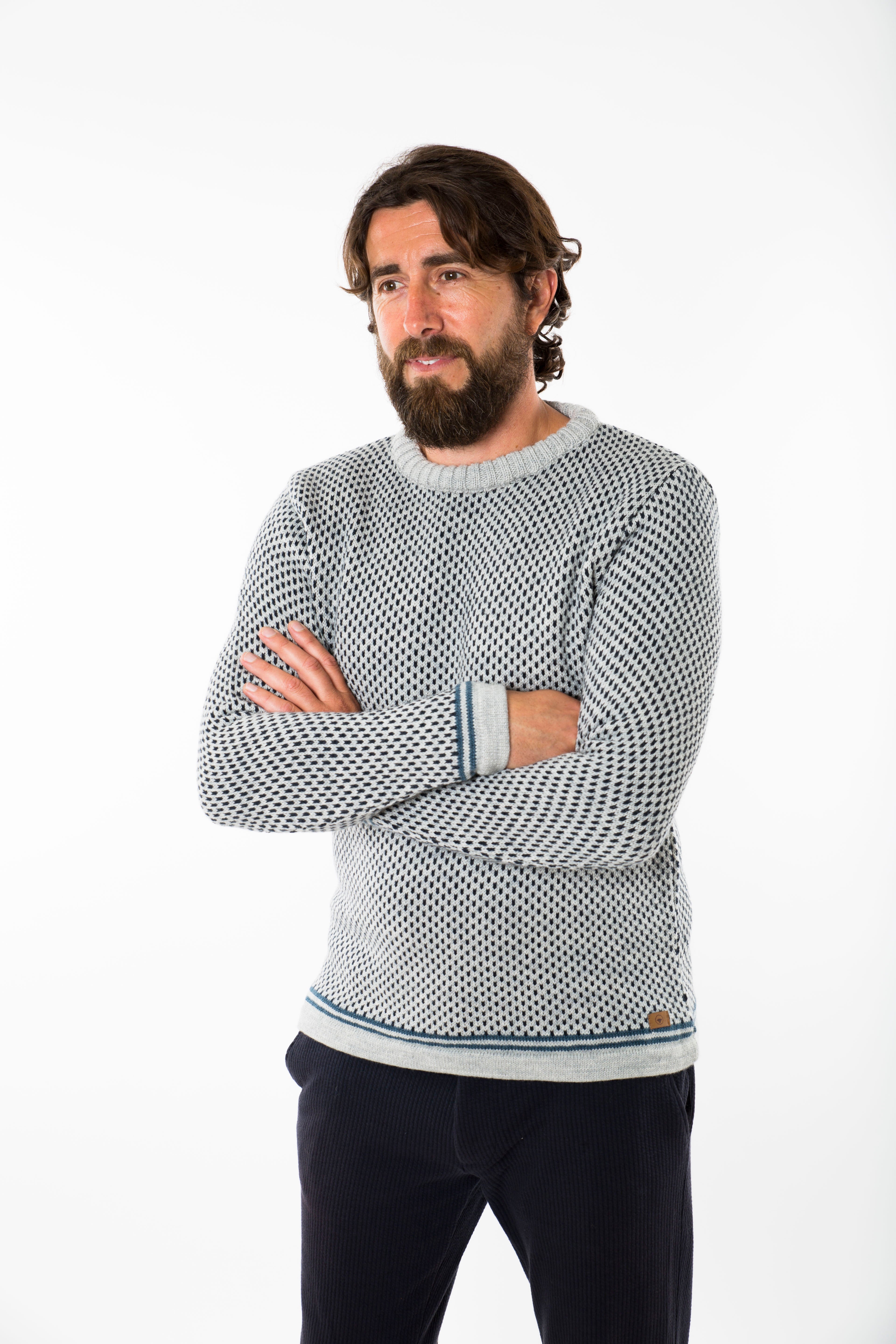 NORDIC STRIPE SWEATER - Fuza Wool